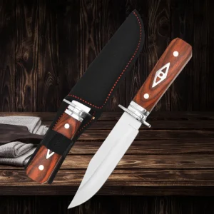 Couteau fixe 19 cm manche bois camping randonnée