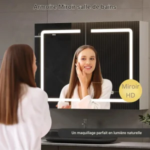 Armoire à Miroir Salle de Bain 80 cm - Rangement Pratique et Élégance Assurée