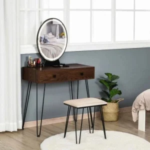 Coiffeuse Grand Miroir Industriel – Finition Bois et Métal