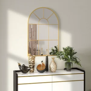 Grand miroir doré  – style verrière lumineux