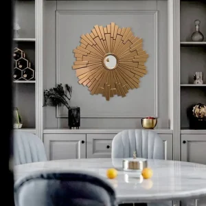 Miroir Art Déco HÉLIOS — Soleil Doré à Rayons Géométriques