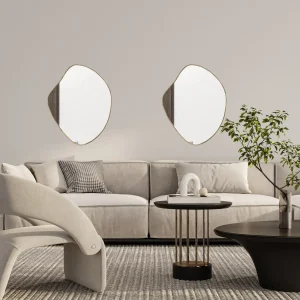 Miroir irrégulier doré – design organique pour une déco moderne et lumineuse