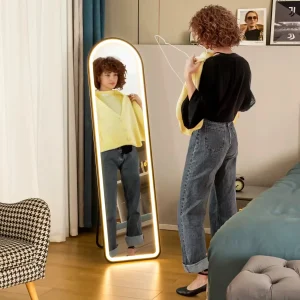 Miroir long 150x40 cm avec éclairage LED – Sur Pied ou en Fixation Murale