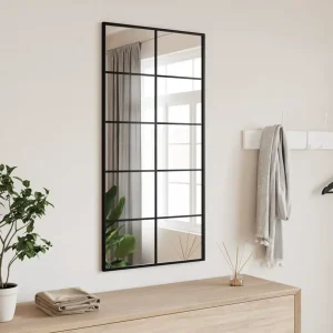 Miroir Métal Noir Industriel 100x50 cm – Style Verrière Atelier