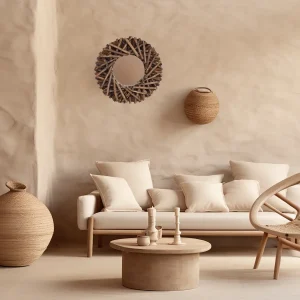 miroir rond bois flotté de 40 cm - design nature authentique