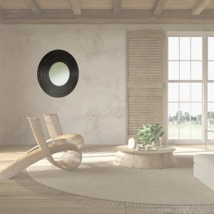 Miroir Rond en Bois d’Or Brun 82 cm – Design Unique pour un Envoûtement Intemporel