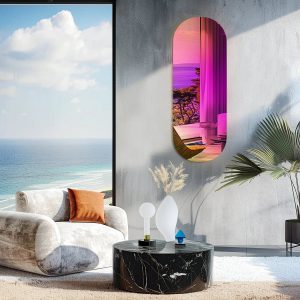 Miroir Salon Moderne : Reflets Arc-en-Ciel pour une Déco Visionnaire