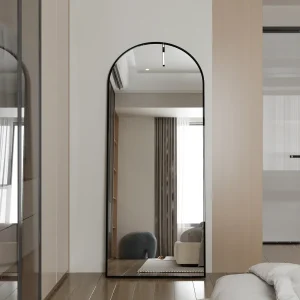Miroir Sur Pied Noir Format XXL pour Intérieur Tendance